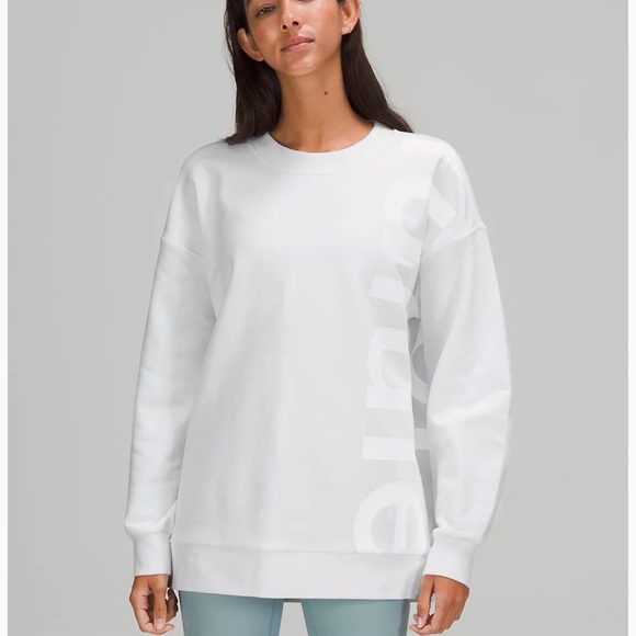 lululemon athletica Tops - ❤️LULULEMON PERFECTLY OVERSIZED CREW* LOGO-WHITE❤️